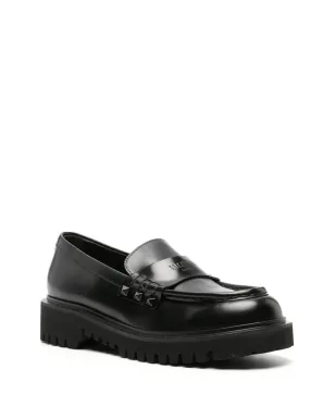 Valentino Garavani ロックスタッド装飾レザー ローファー - ブラック - サムネイル2