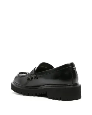 Valentino Garavani ロックスタッド装飾レザー ローファー - ブラック - サムネイル3