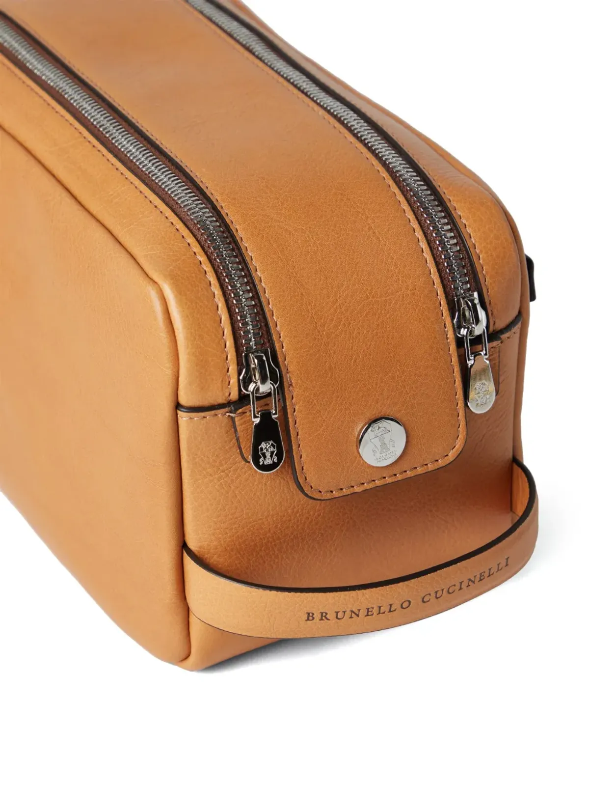 Brunello Cucinelli ロゴスタンプ レザー ウォッシュバッグ - ブラウン - 画像4