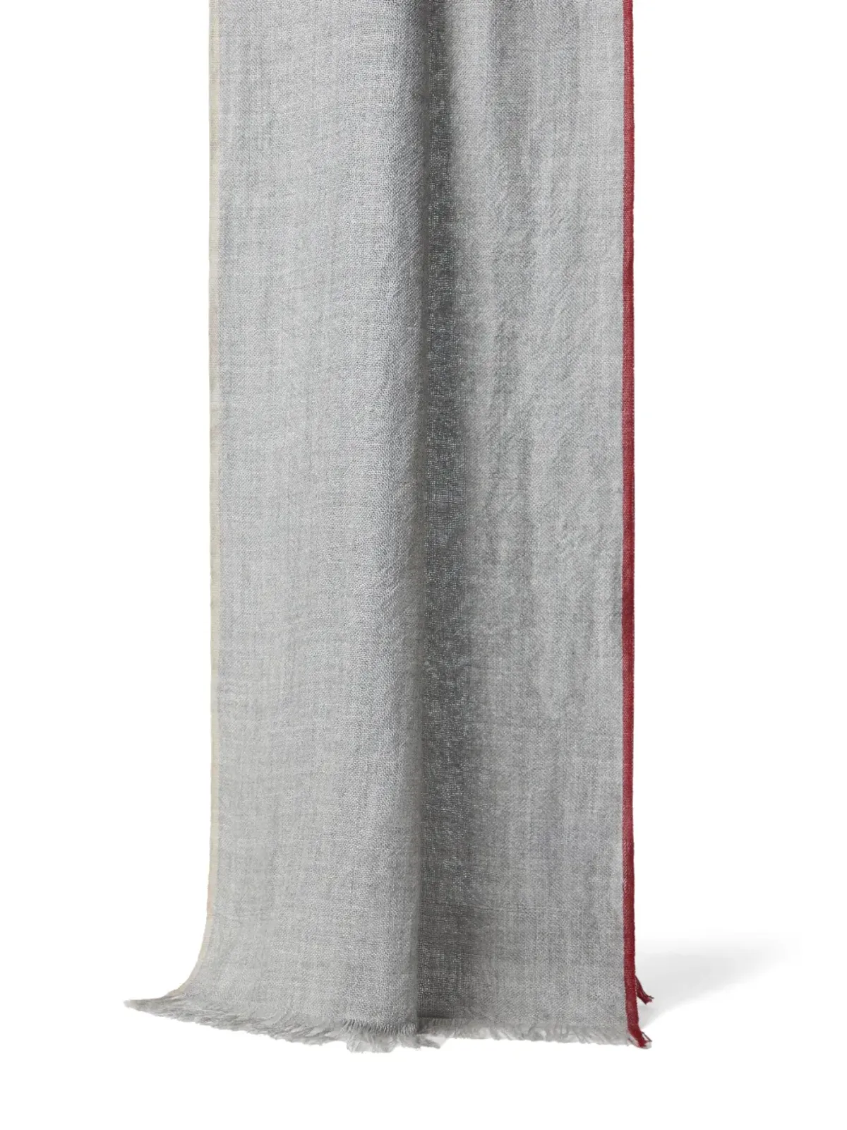 Brunello Cucinelli フリンジ付きカシミヤシルスカーフ - グレー - 画像2