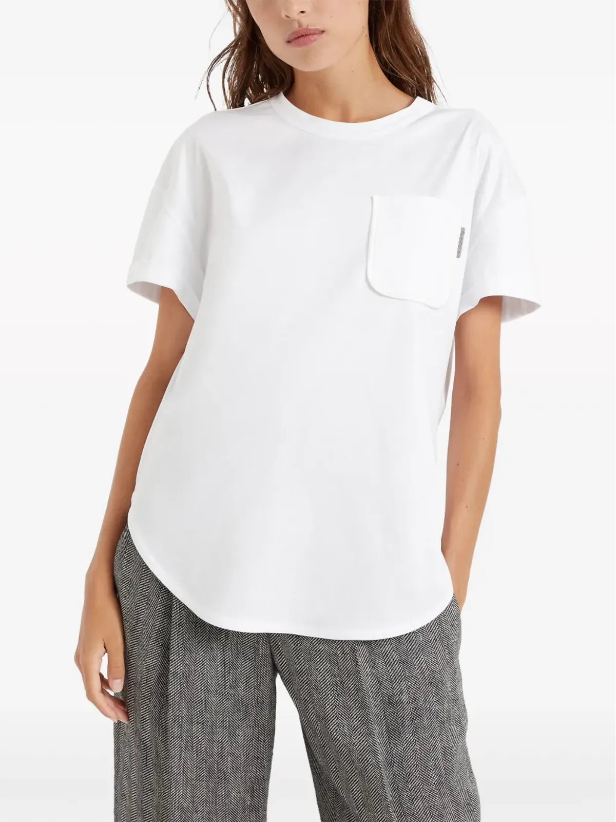 Brunello Cucinelli クルーネック コットンTシャツ - ホワイト - 画像3