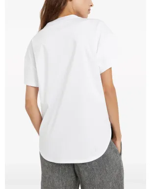 Brunello Cucinelli クルーネック コットンTシャツ - ホワイト - サムネイル4
