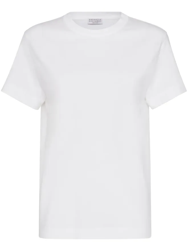 Brunello Cucinelli Brunello Cucinelli モニリ-トリム コットン Tシャツ（ホワイト）の商品画像