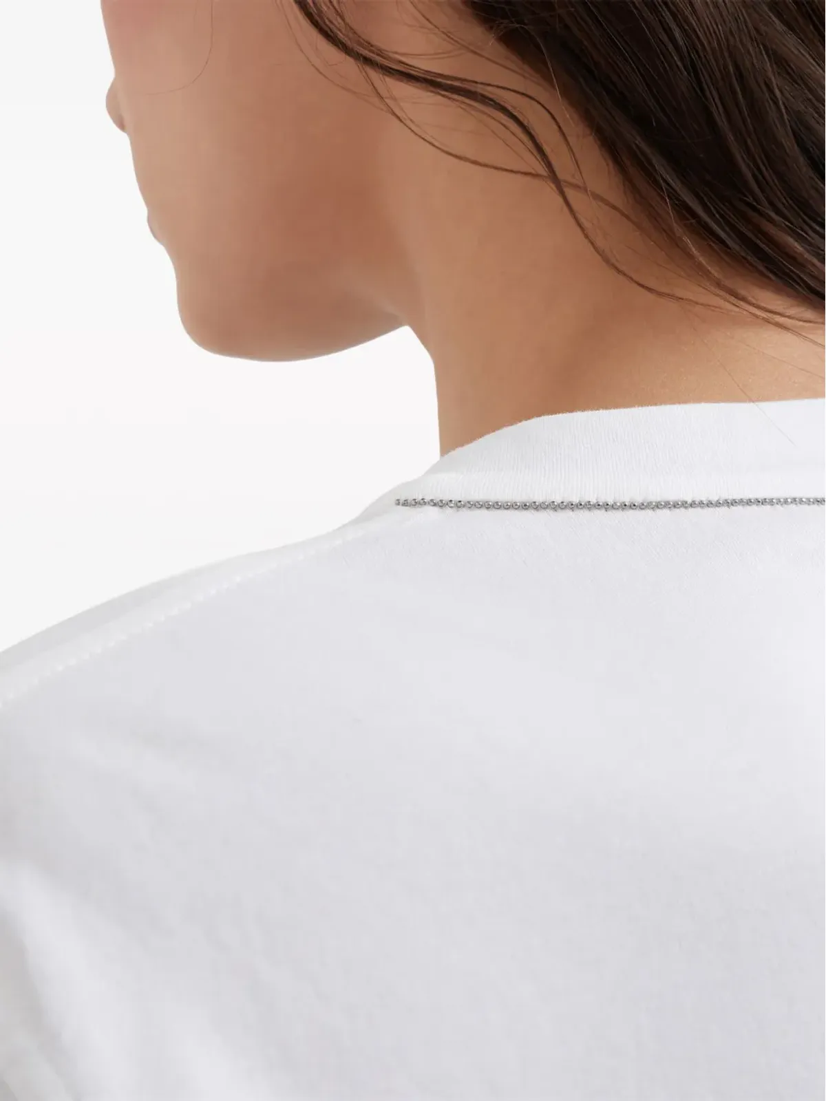 Brunello Cucinelli モニリ-トリム コットン Tシャツ（ホワイト） - 画像5