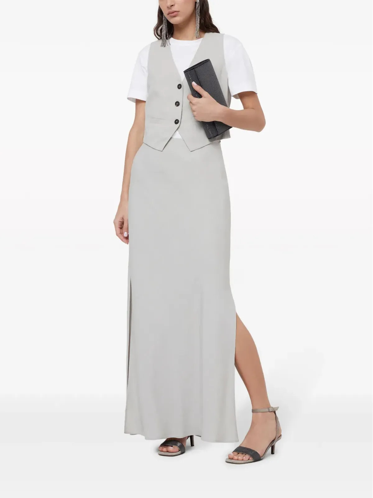 Brunello Cucinelli モニリ-トリム コットン Tシャツ（ホワイト） - 画像2