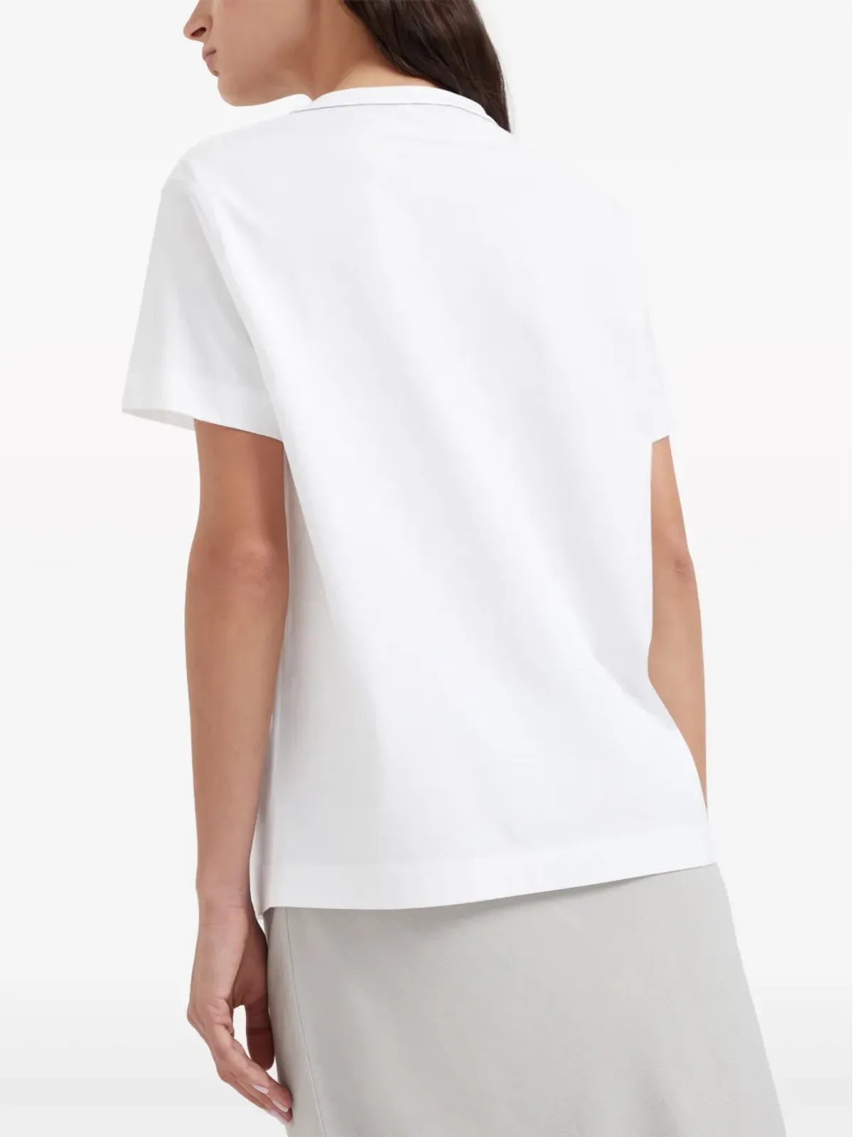 Brunello Cucinelli モニリ-トリム コットン Tシャツ（ホワイト） - 画像4
