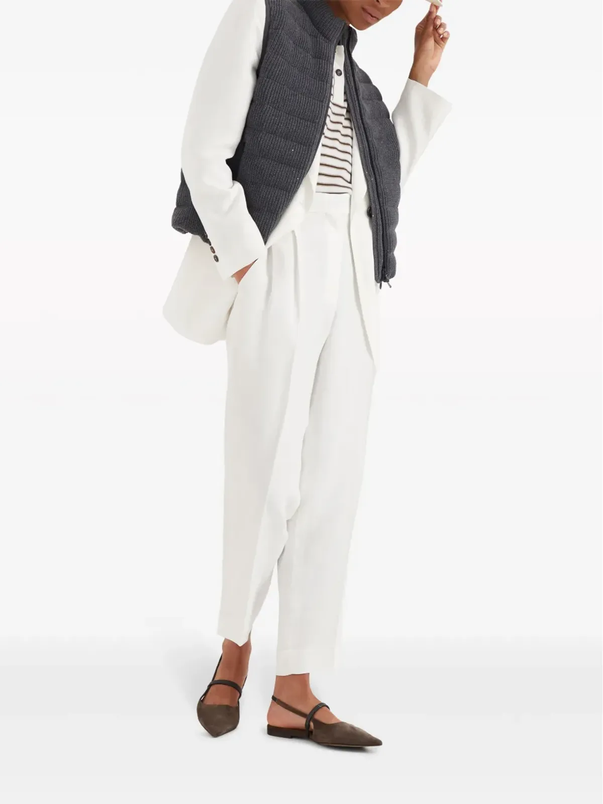 Brunello Cucinelli ピークドラペル シングルブレスト ブレザー - ホワイト - 画像2