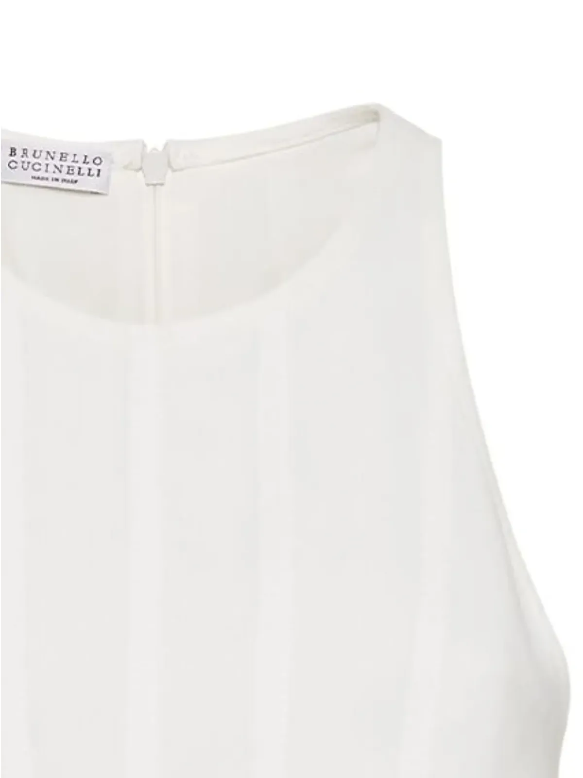 Brunello Cucinelli プリーツ入りノースリーブマキシドレス - 白 - 画像2