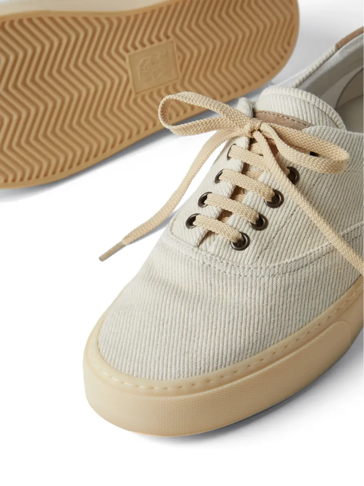 Brunello Cucinelli ブランド入り ヒールカウンター コットン スニーカー - 画像4