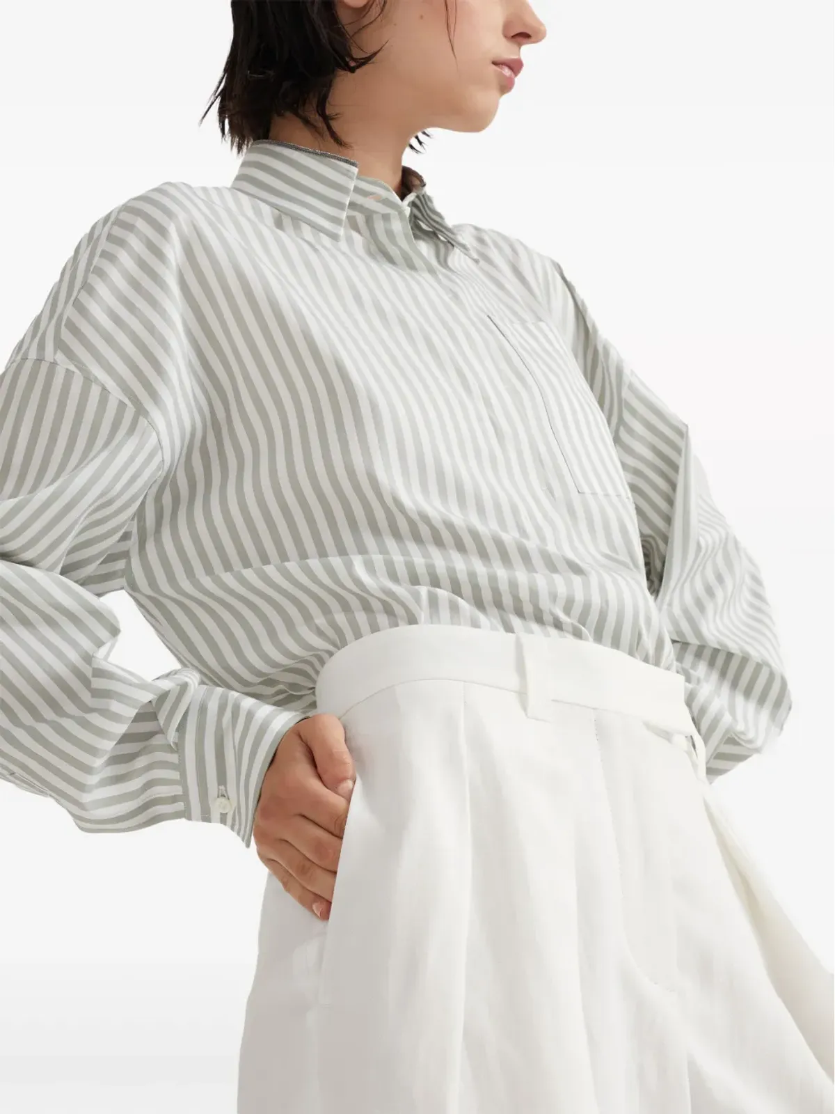 Brunello Cucinelli ワイドレッグ テーラードパンツ - ホワイト - 画像5
