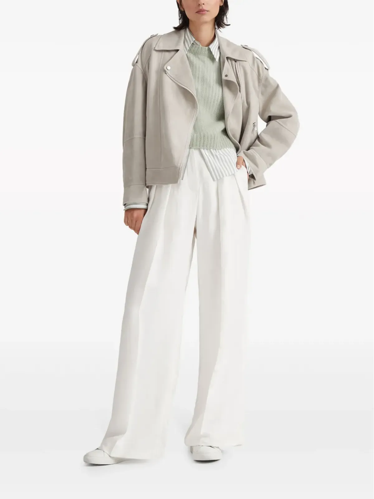 Brunello Cucinelli ワイドレッグ テーラードパンツ - ホワイト - 画像2