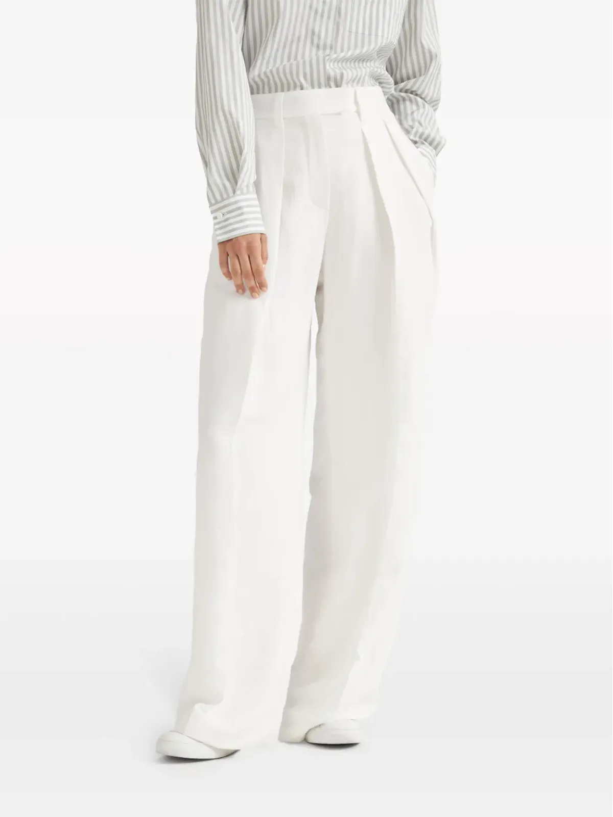 Brunello Cucinelli ワイドレッグ テーラードパンツ - ホワイト - 画像3