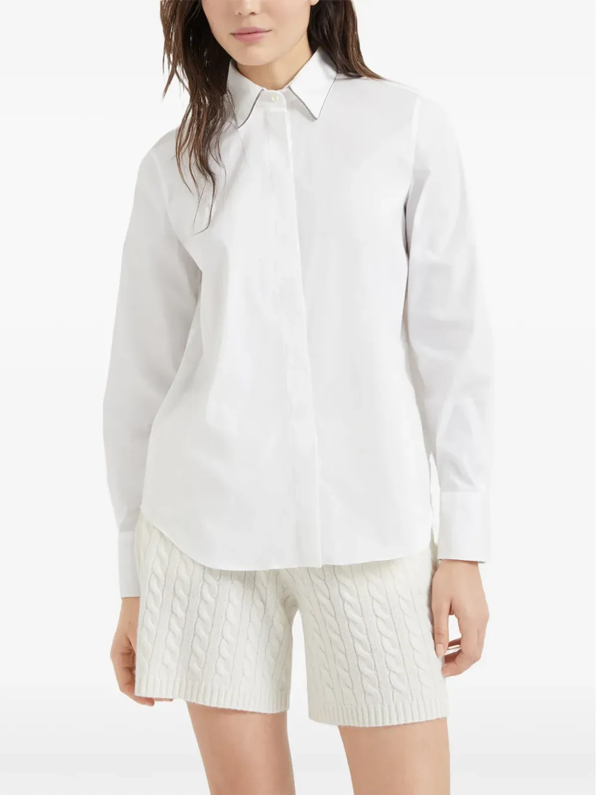 Brunello Cucinelli カラー トリム付き長袖シャツ - 画像3