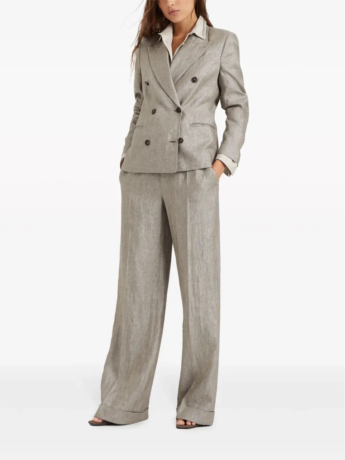 Brunello Cucinelli モニリディテール メランジ風ブレザー - ブラウン - 画像2