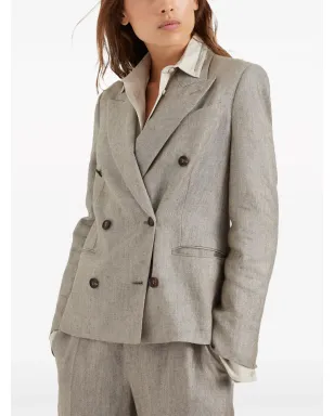 Brunello Cucinelli モニリディテール メランジ風ブレザー - ブラウン - サムネイル3
