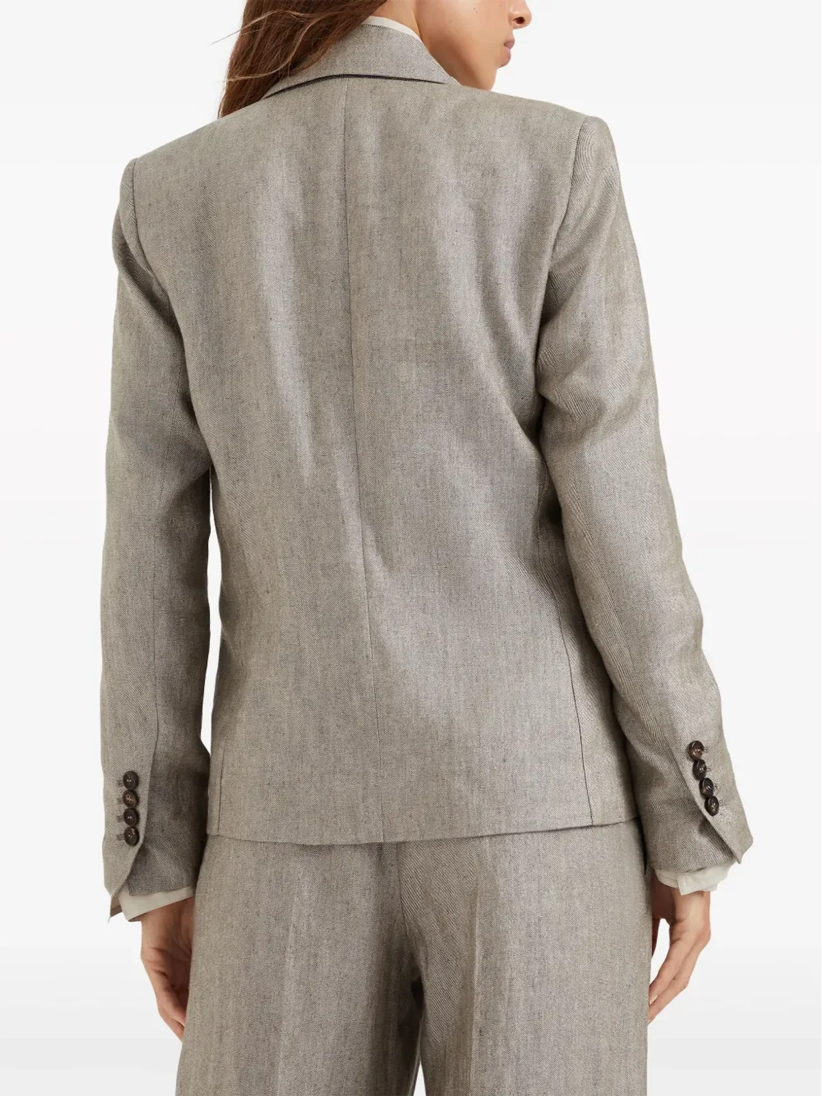 Brunello Cucinelli モニリディテール メランジ風ブレザー - ブラウン - 画像4
