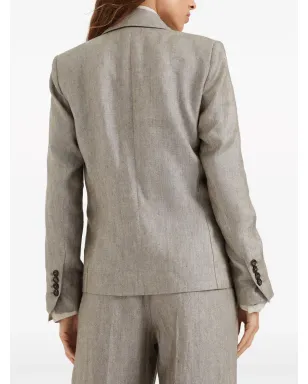 Brunello Cucinelli モニリディテール メランジ風ブレザー - ブラウン - サムネイル4