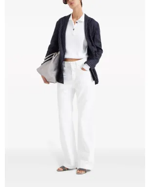 Brunello Cucinelli リブ編みポロカラーセーター ホワイト - サムネイル2