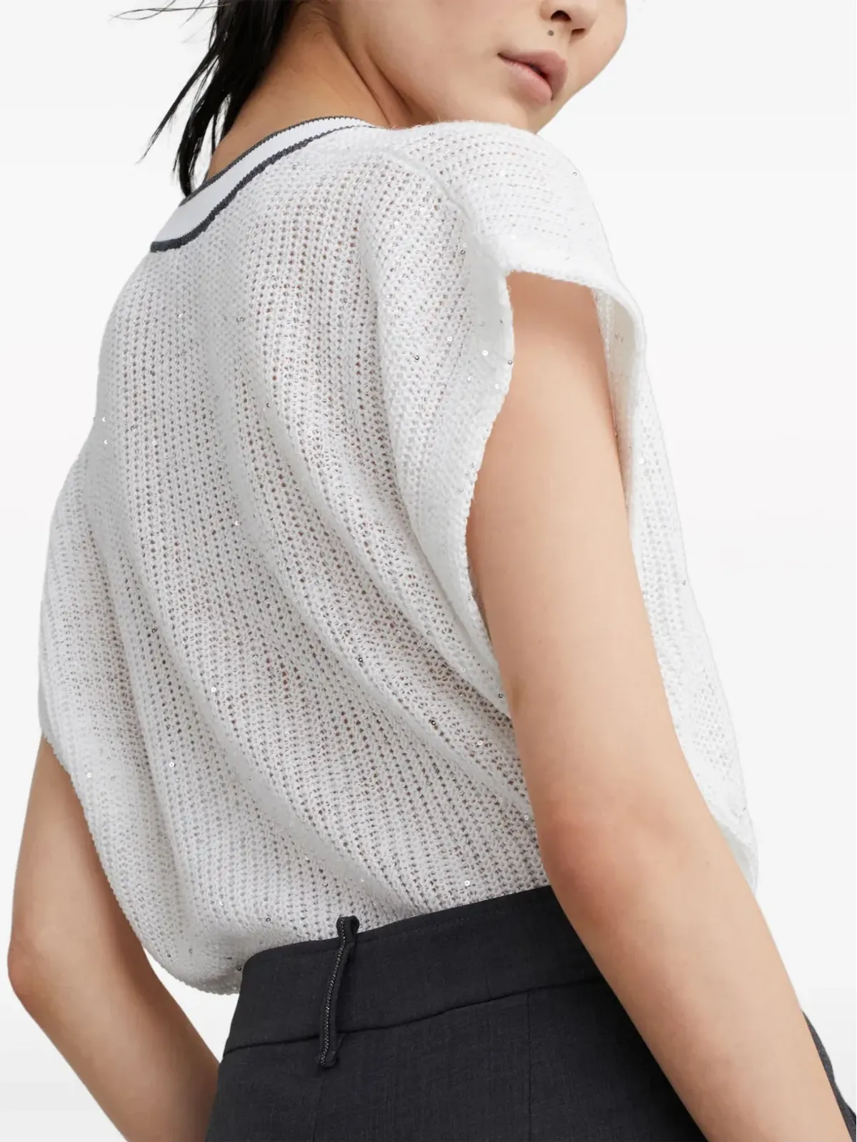 Brunello Cucinelli ハイウエスト テーパードパンツ - グレー - 画像5