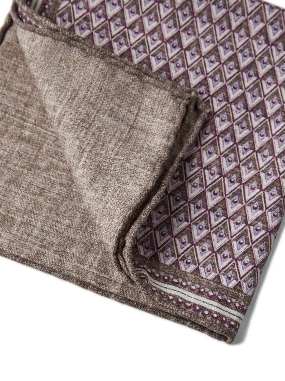 Brunello Cucinelli ジオメトリックパターン シルク ポケットチーフ - ブラウン - 画像2