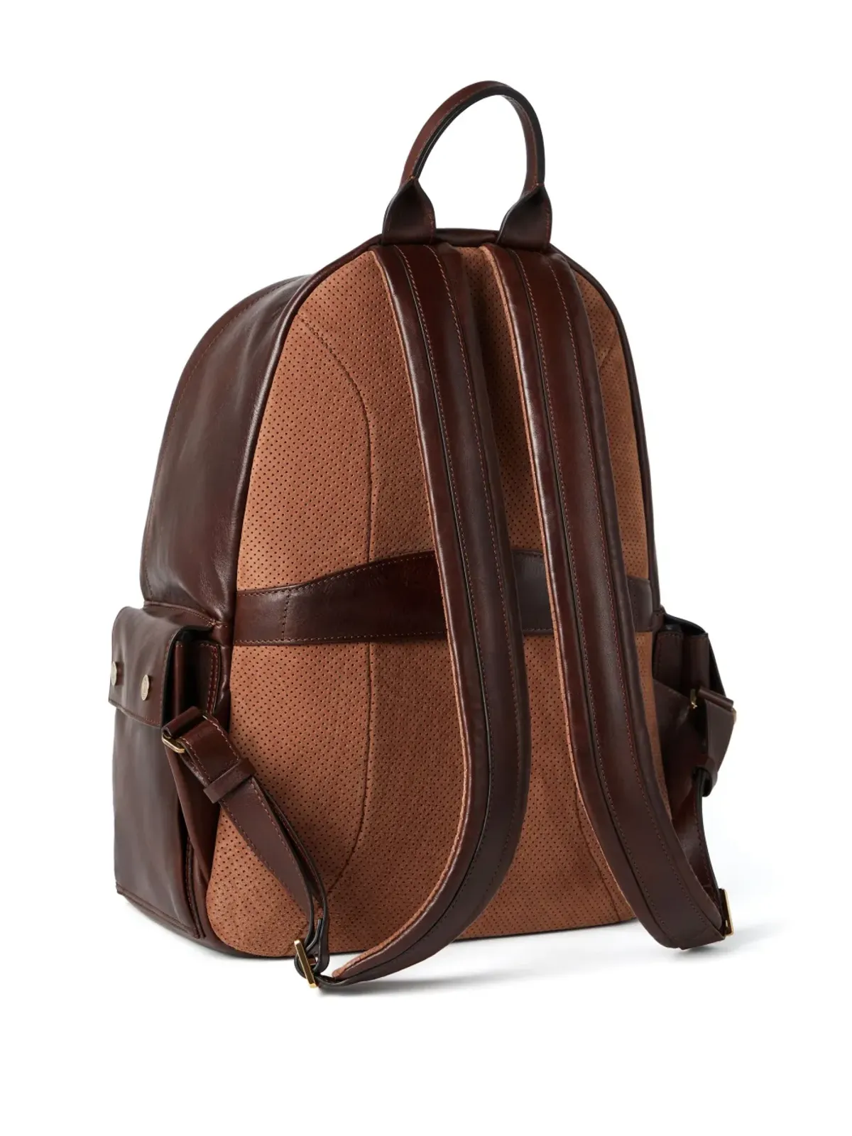 Brunello Cucinelli ロゴプリント レザー バックパック - ブラウン - 画像3