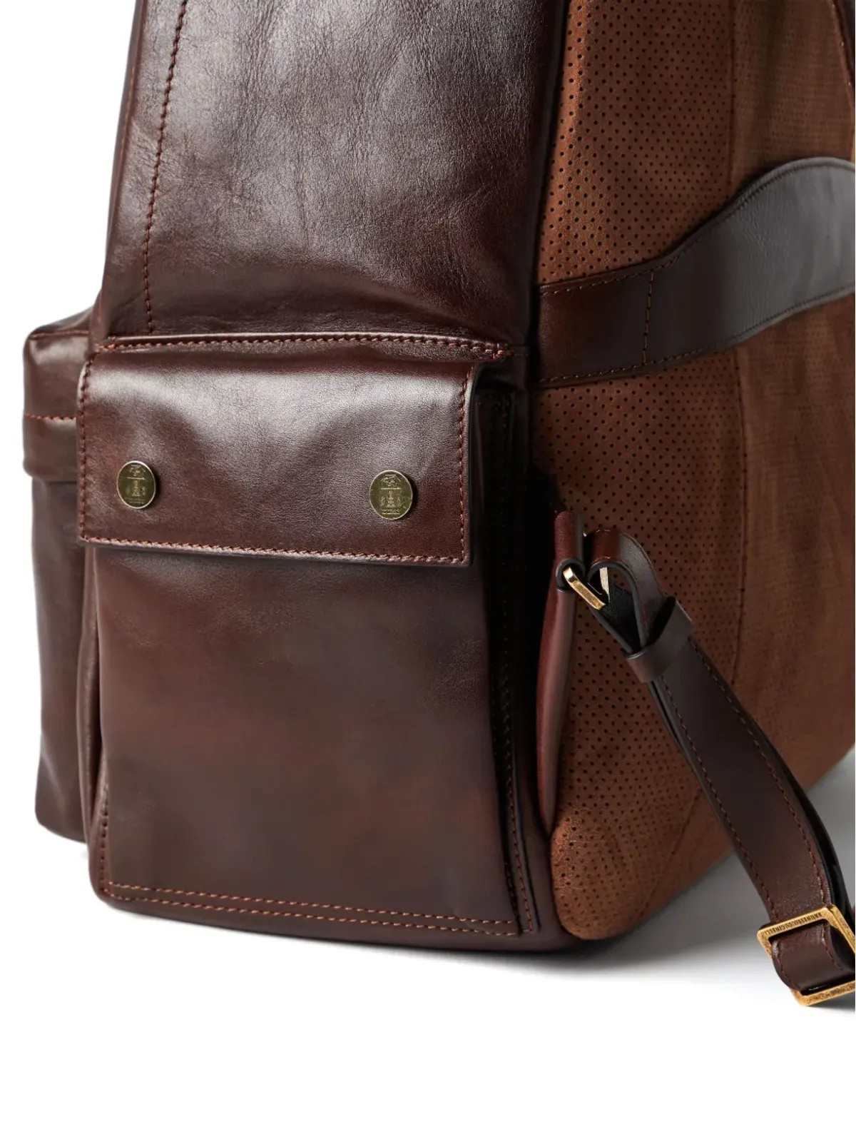 Brunello Cucinelli ロゴプリント レザー バックパック - ブラウン - 画像4