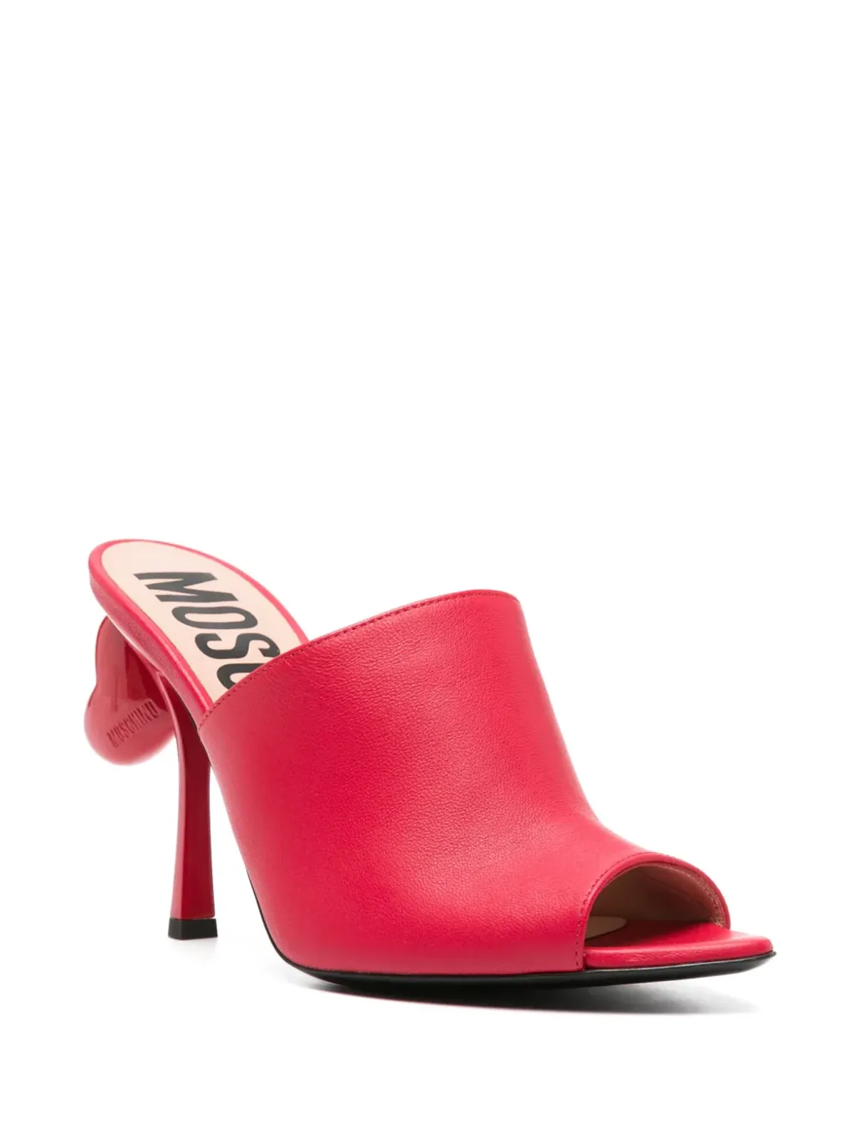 Moschino ハートディテール レザー ヒールサンダル - レッド - 画像2