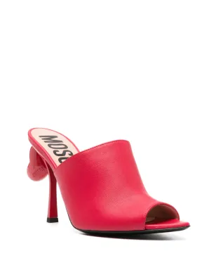 Moschino ハートディテール レザー ヒールサンダル - レッド - サムネイル2
