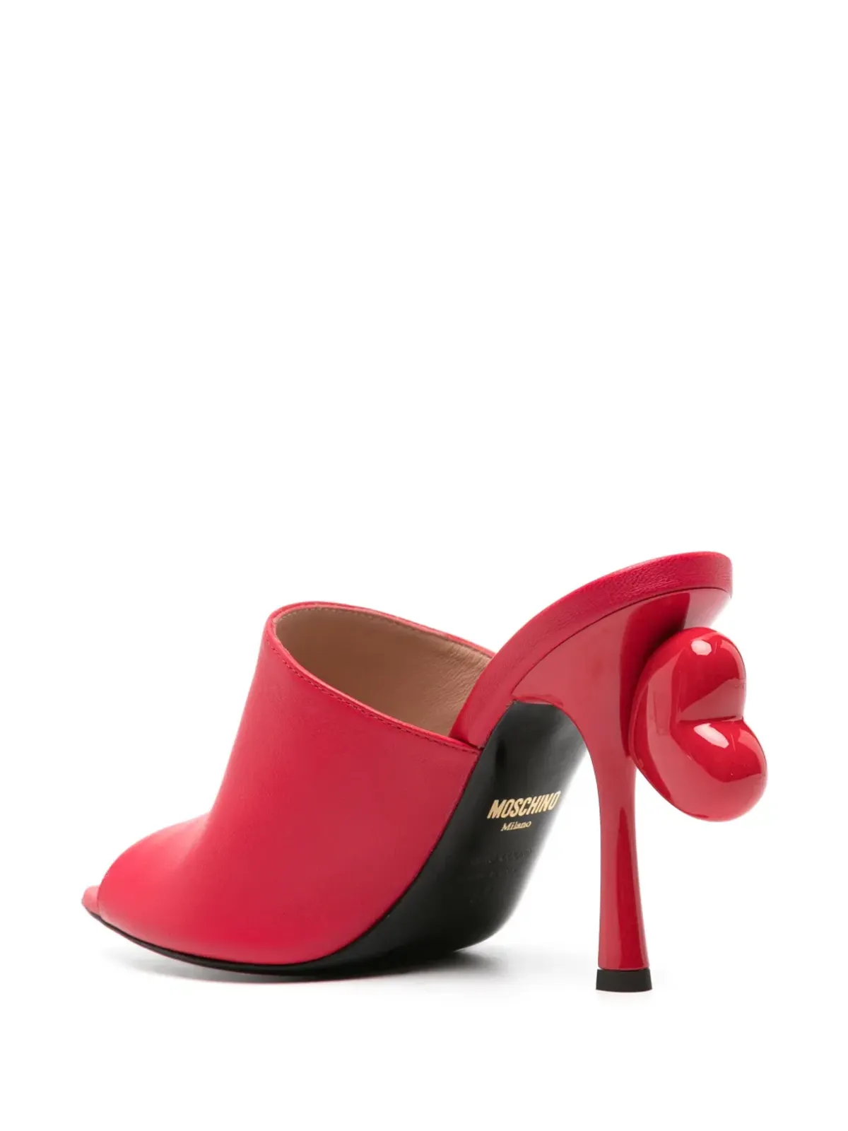 Moschino ハートディテール レザー ヒールサンダル - レッド - 画像3