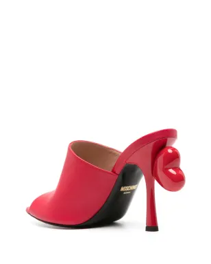 Moschino ハートディテール レザー ヒールサンダル - レッド - サムネイル3