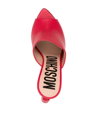 Moschino ハートディテール レザー ヒールサンダル - レッド - サムネイル4