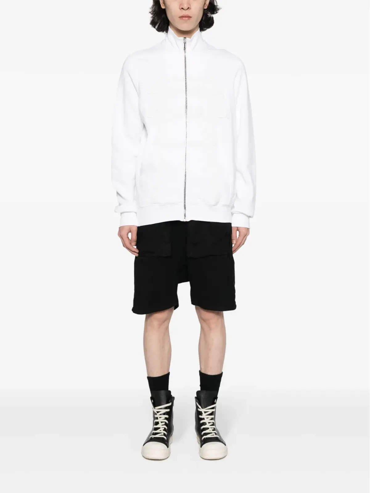 Rick Owens DRKSHDW ロゴエンボス ジップフロント コットンジャケット - 画像2