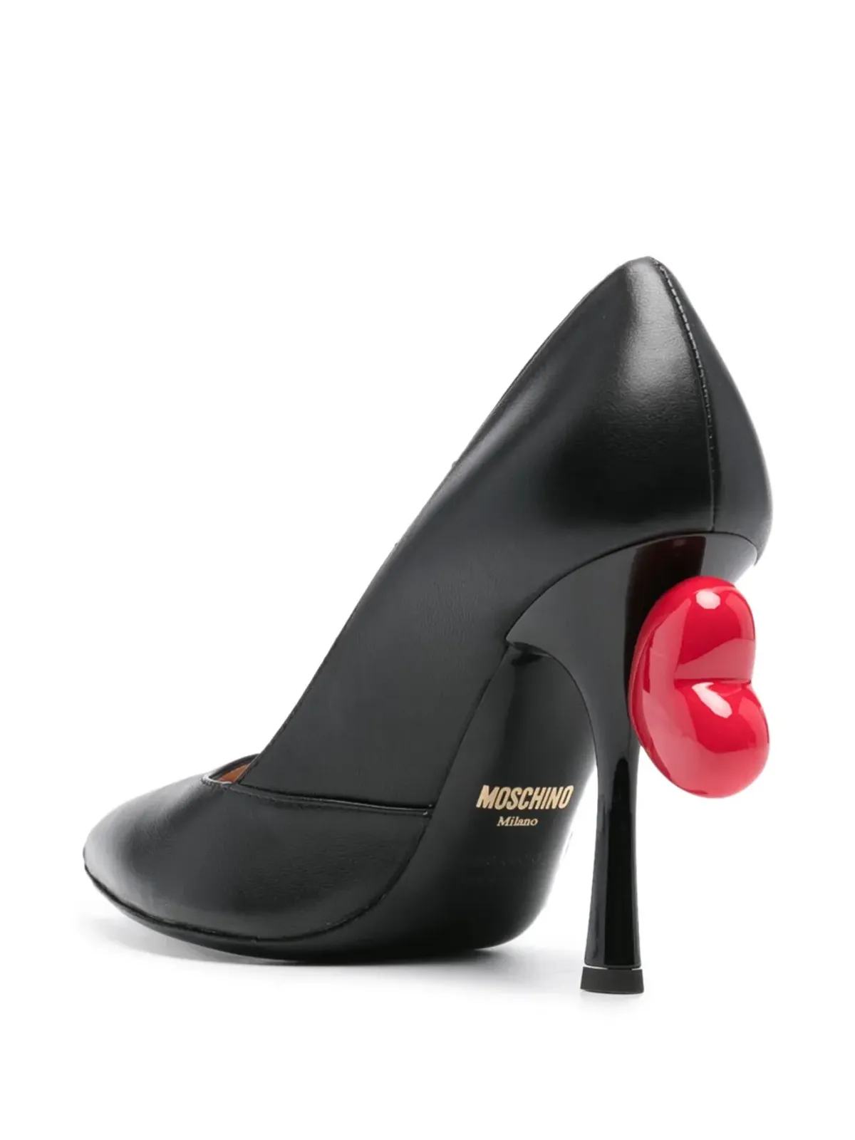 Moschino 105mm ハートアップリケ付きレザーパンプス - ブラック - 画像3