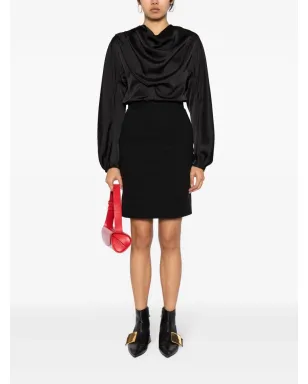 Jil Sander ハイウエスト ヘリンボーン スカート ブラック - サムネイル2