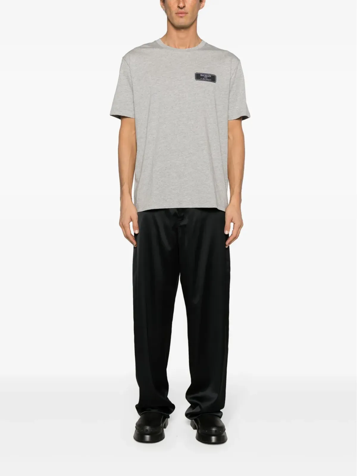Balmain ロゴパッチ メランジュ Tシャツ - グレー - 画像2