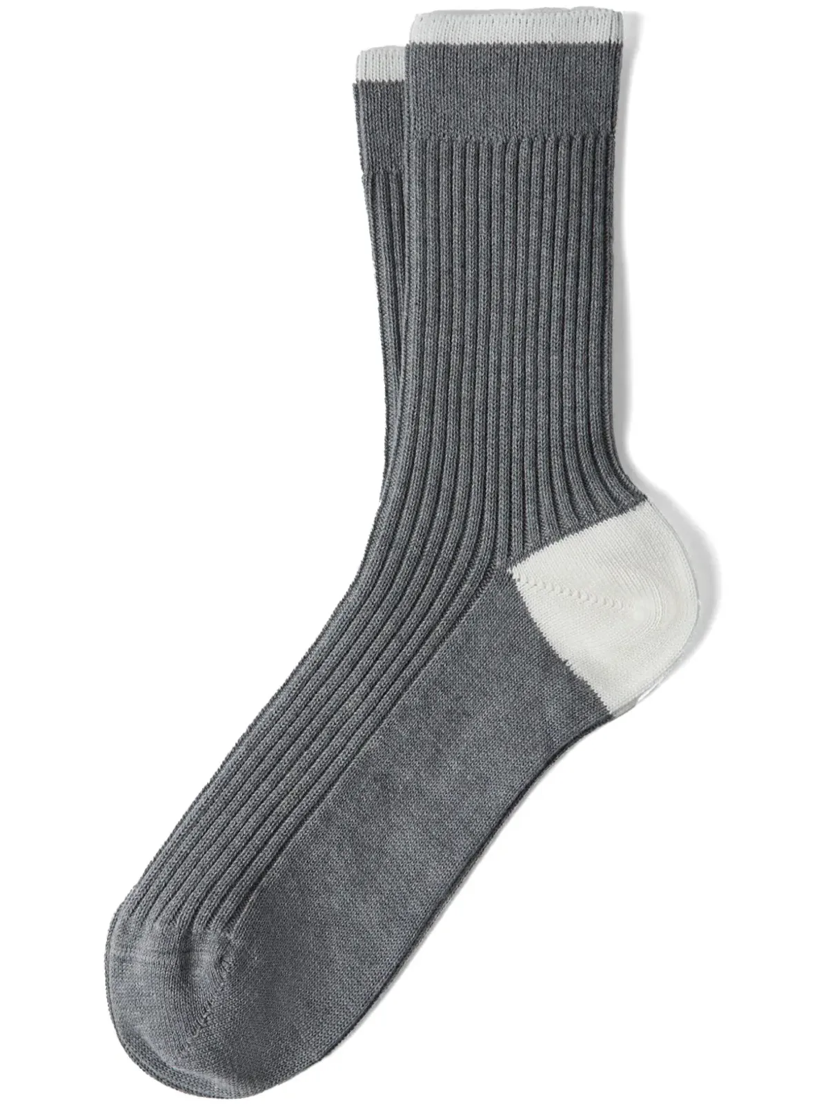 Brunello Cucinelli リブ編みコットンソックス グレー - 画像1