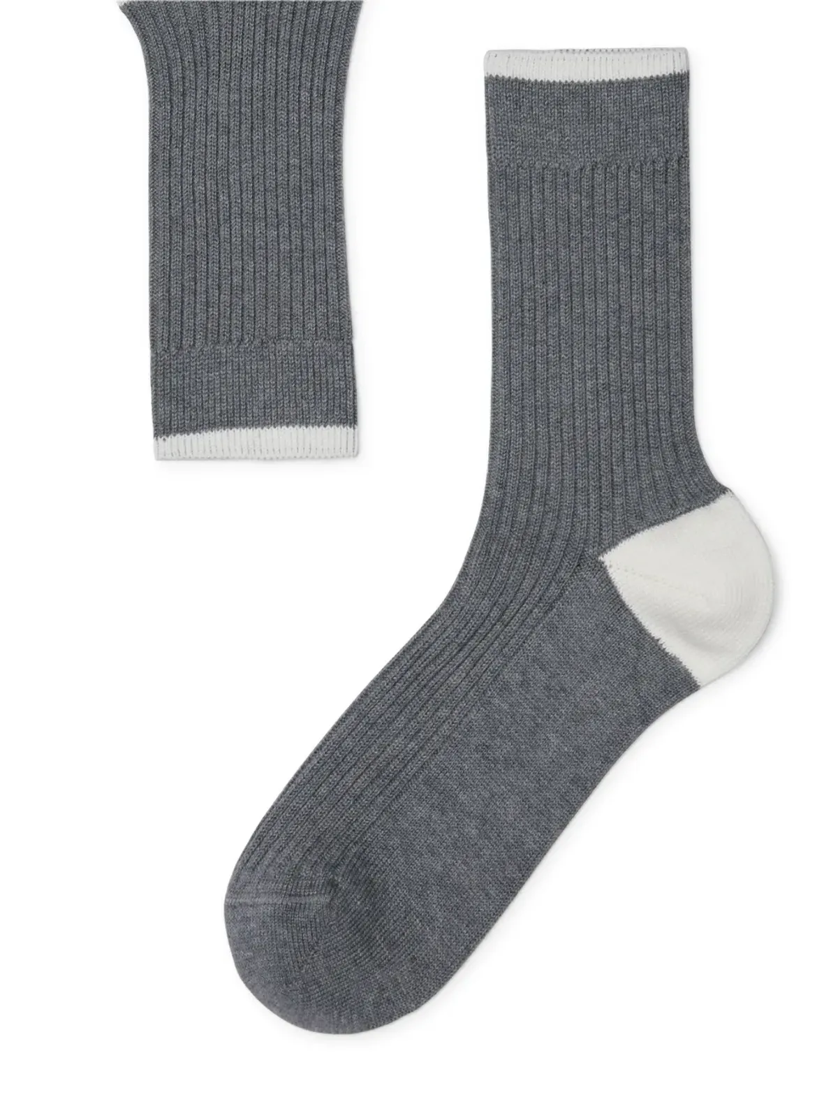Brunello Cucinelli リブ編みコットンソックス グレー - 画像3