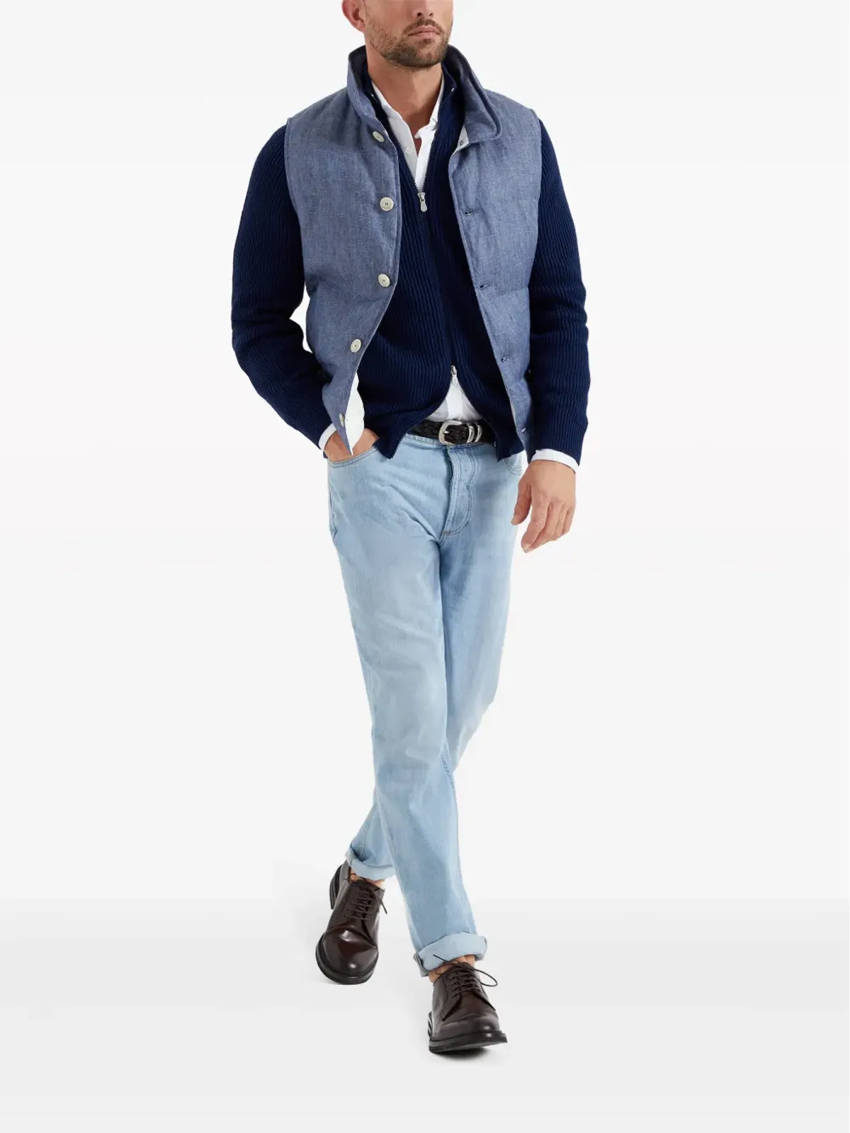 Brunello Cucinelli スプレッドカラーコットンシャツ - ホワイト - 画像2