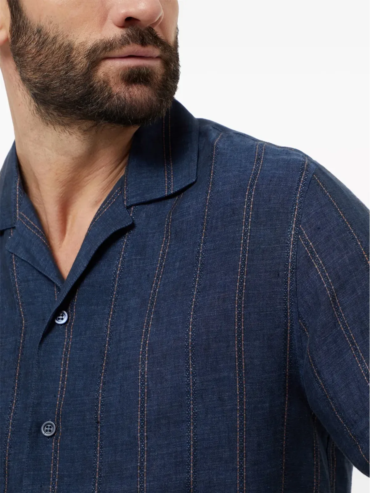 Brunello Cucinelli 半袖リネンシャツ ブルー - 画像5