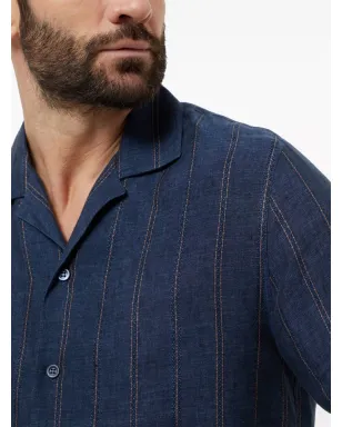 Brunello Cucinelli 半袖リネンシャツ ブルー - サムネイル5