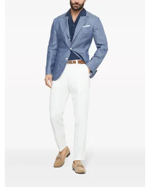 Brunello Cucinelli 半袖リネンシャツ ブルー - サムネイル2