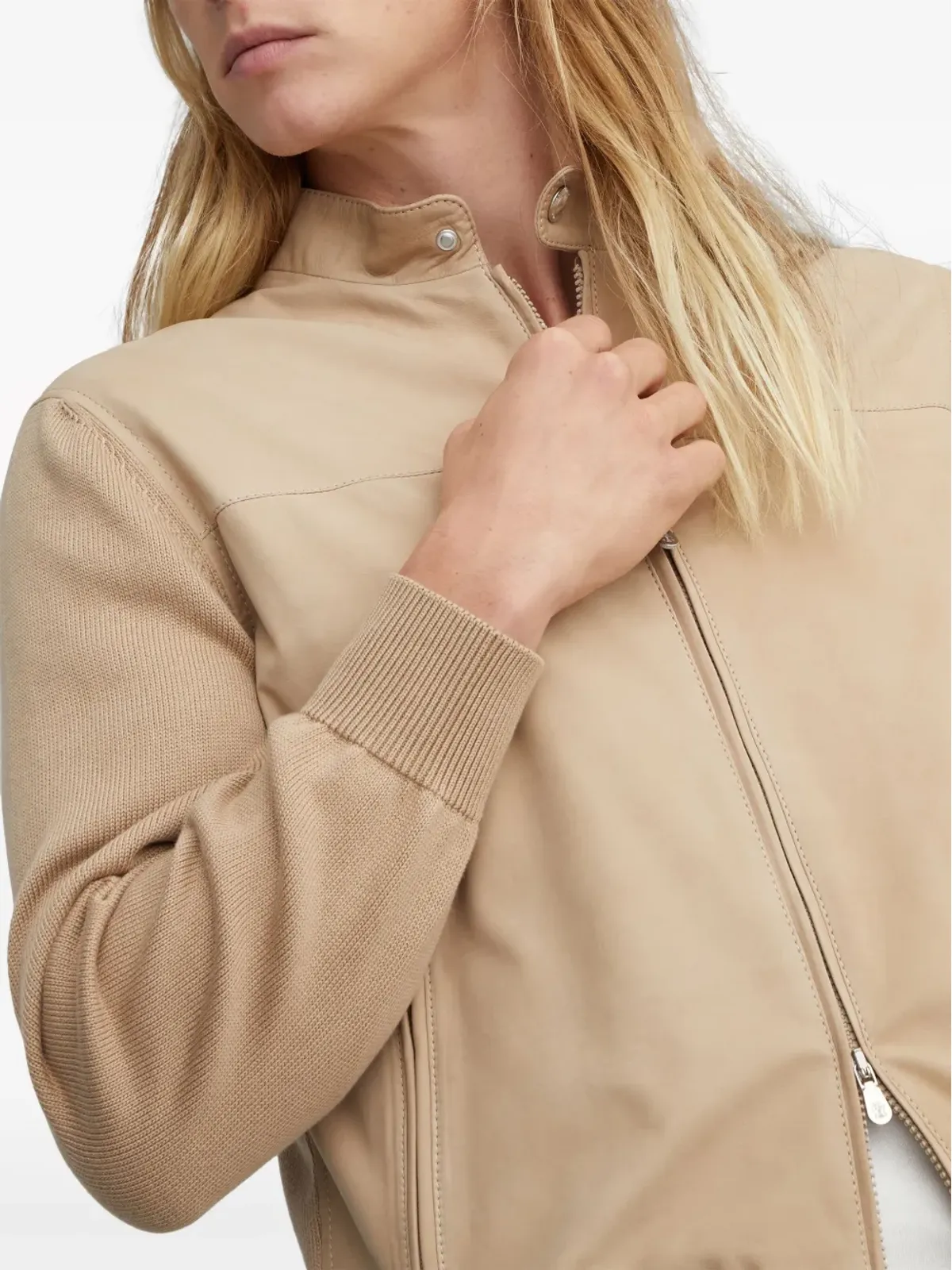 Brunello Cucinelli パネルドレザー ジャケット - ブラウン - 画像4