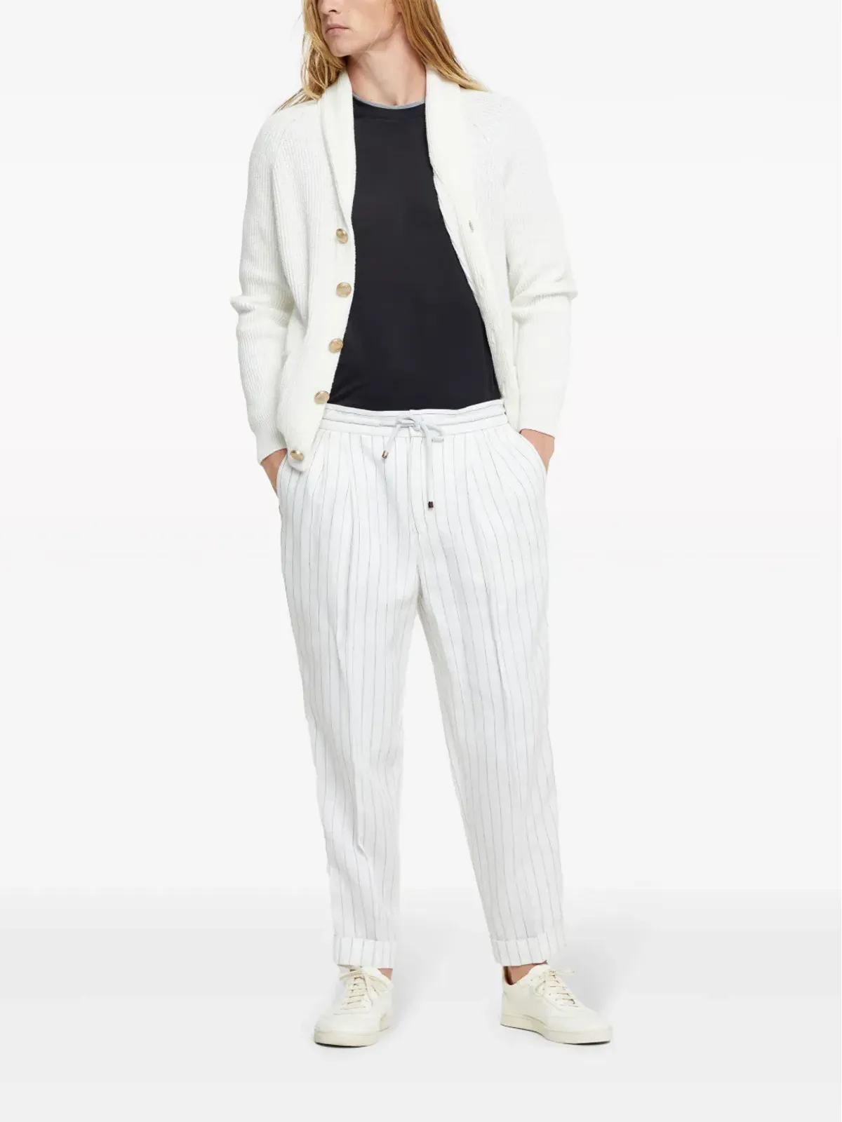 Brunello Cucinelli レイヤード風 シルクとコットンの混紡 Tシャツ - ブラック - 画像2