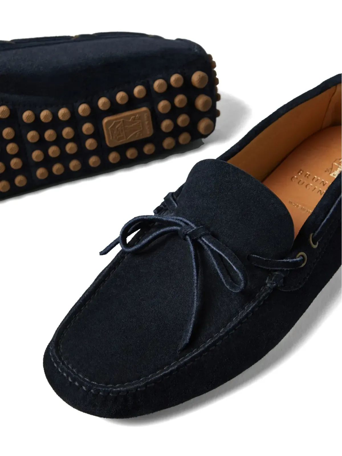 Brunello Cucinelli レースディテール付きスエードローファー - 画像4
