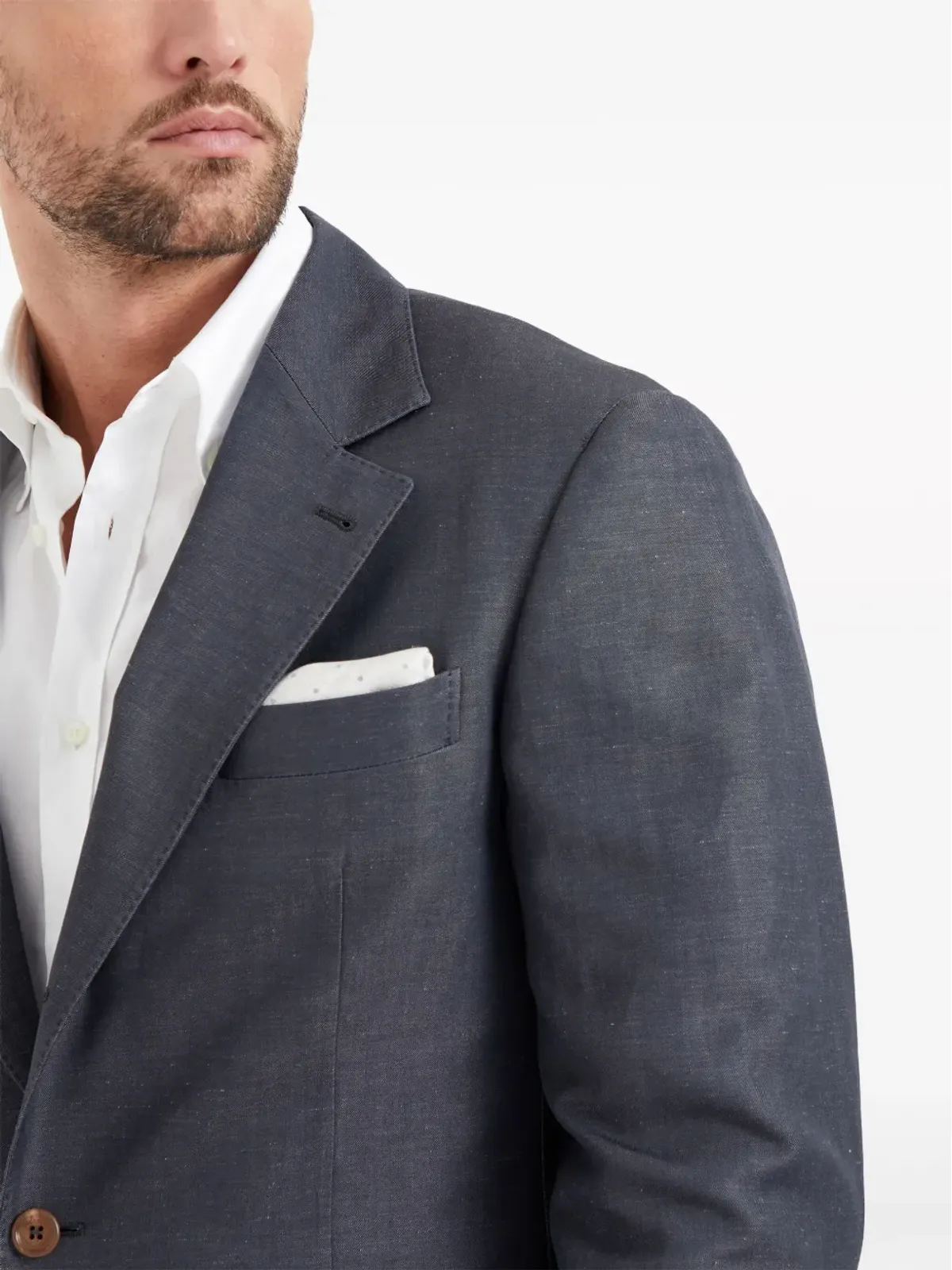 Brunello Cucinelli シングルブレスト ウールリネン ブレザー - グレー - 画像5