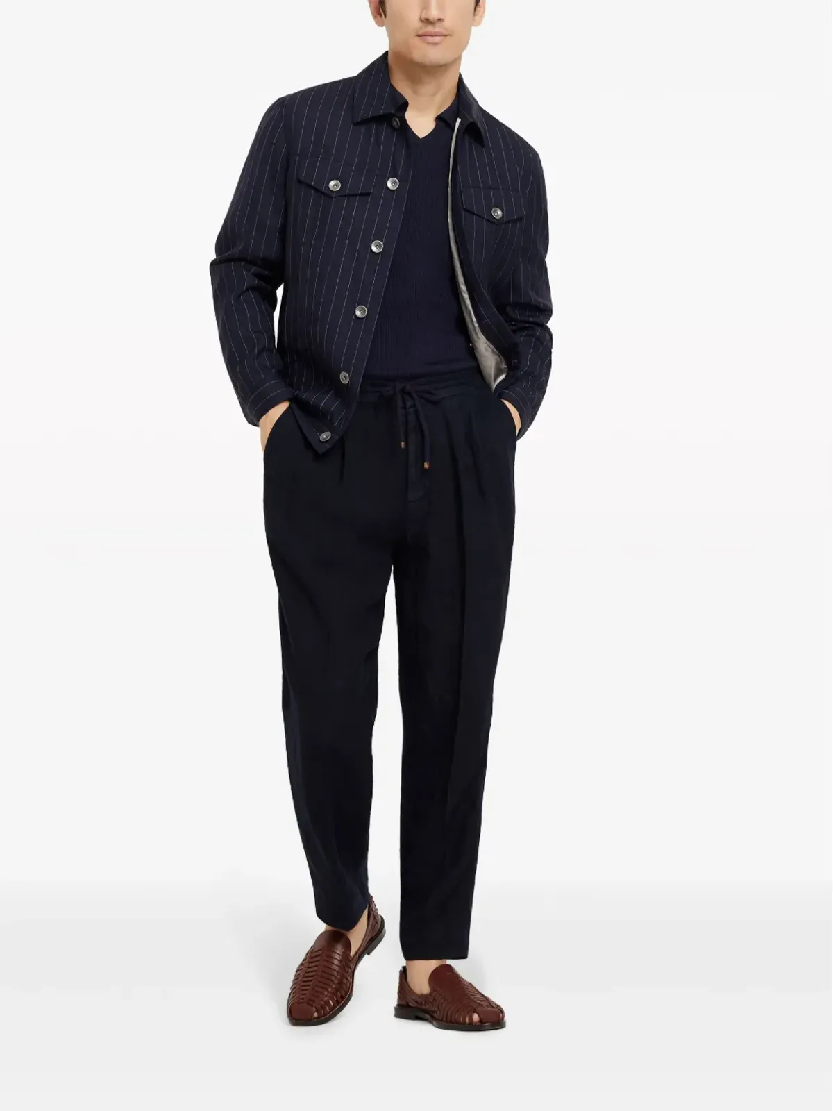 Brunello Cucinelli リネンパンツ ブルー - 画像2