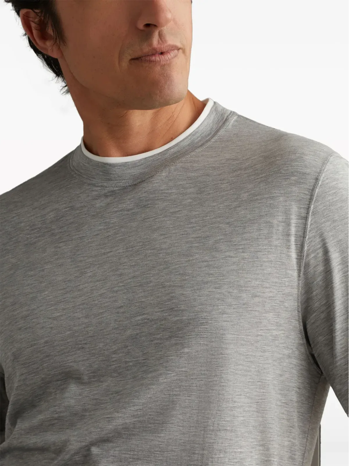 Brunello Cucinelli レイヤード クルーネック Tシャツ グレー - 画像5