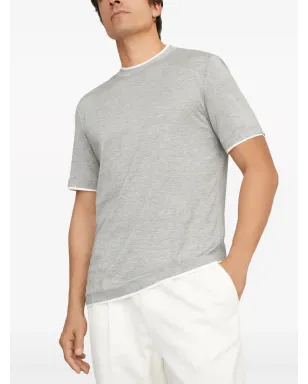 Brunello Cucinelli レイヤード クルーネック Tシャツ グレー - サムネイル3