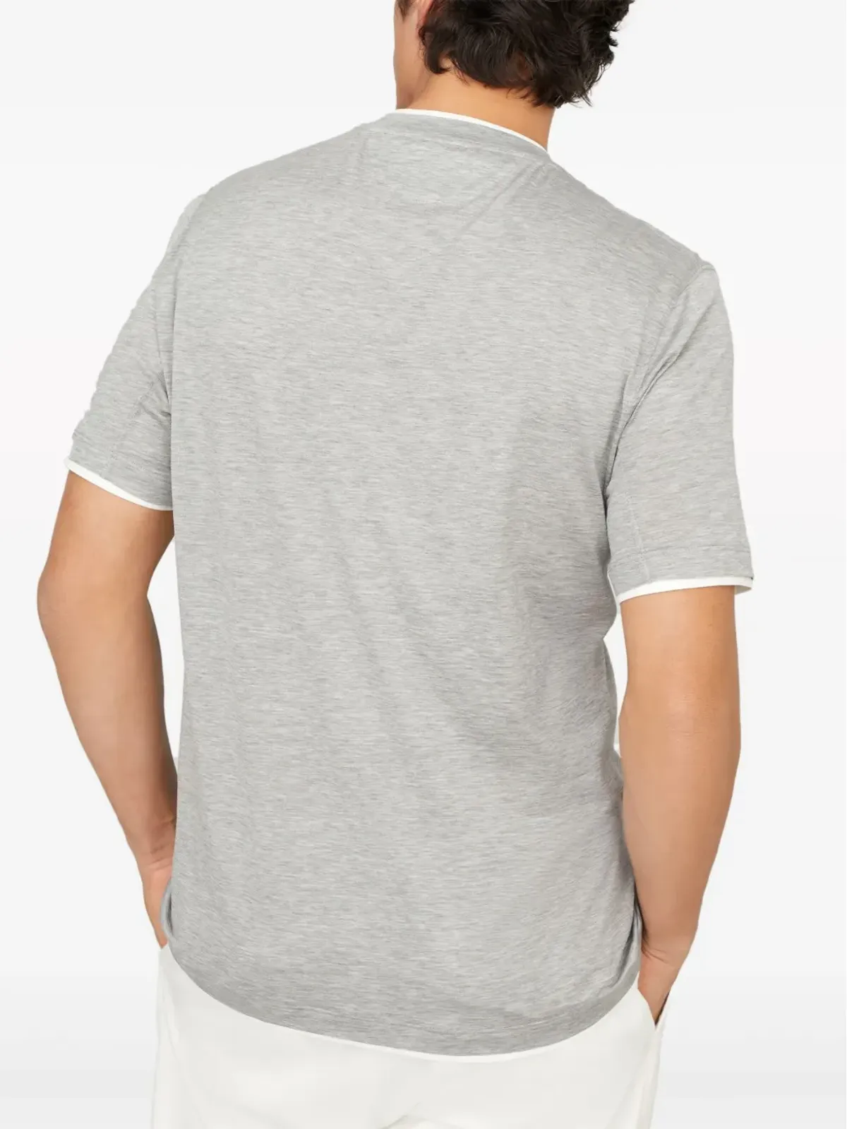 Brunello Cucinelli レイヤード クルーネック Tシャツ グレー - 画像4