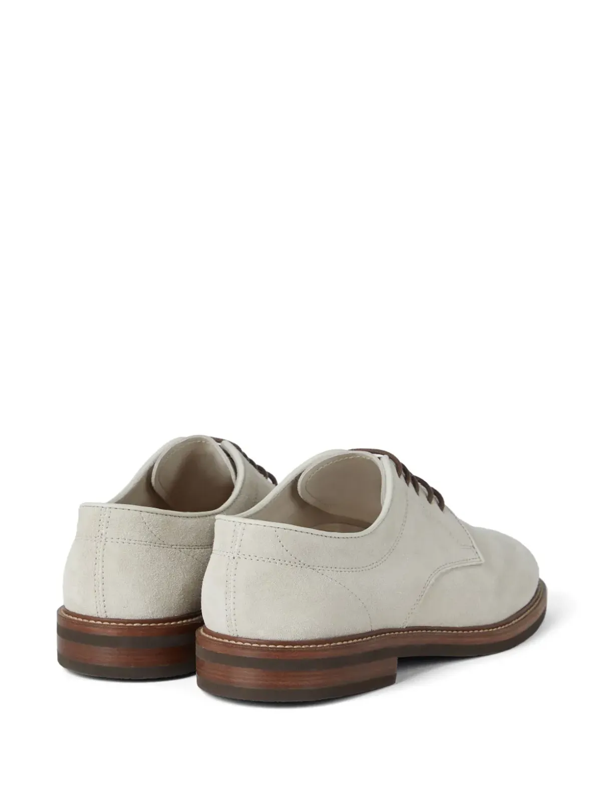 Brunello Cucinelli パネルド・スエード ダービーシューズ（ニュートラル系） - 画像3